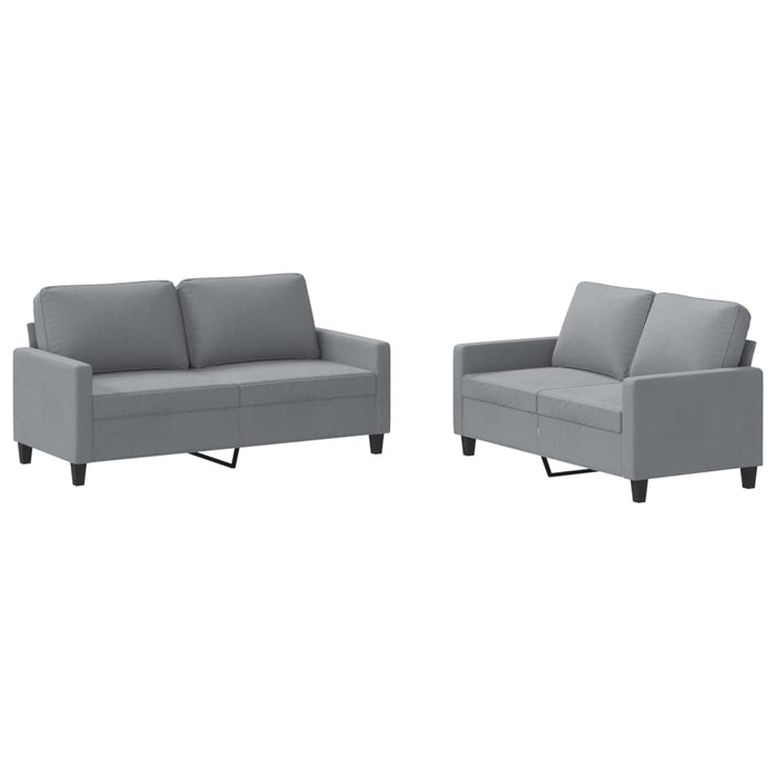 Set de canapele cu perne, 2 piese, gri deschis, textil - WALTI WALTI