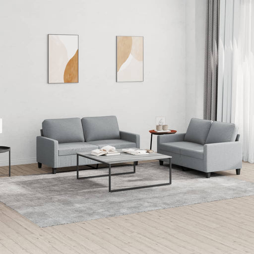 Set de canapele cu perne, 2 piese, gri deschis, textil - WALTI WALTI