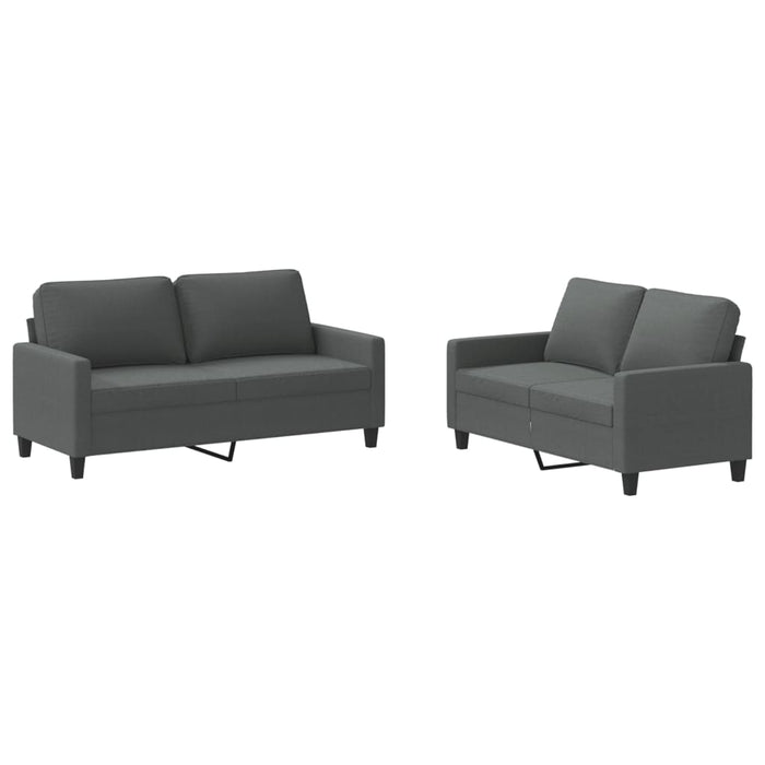 Set de canapele cu perne, 2 piese, gri închis, textil - WALTI WALTI