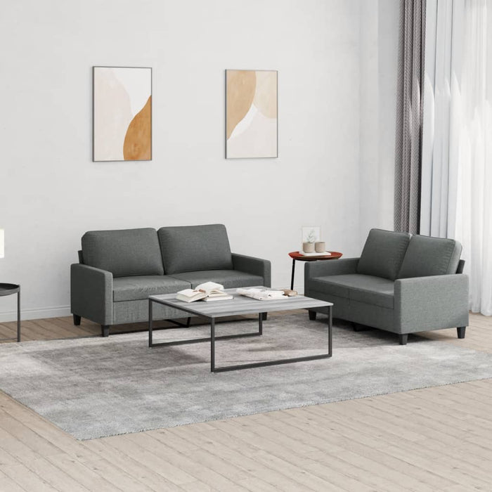 Set de canapele cu perne, 2 piese, gri închis, textil - WALTI WALTI