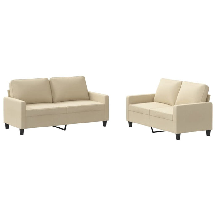 Set de canapele cu perne, 2 piese, crem, textil WALTI