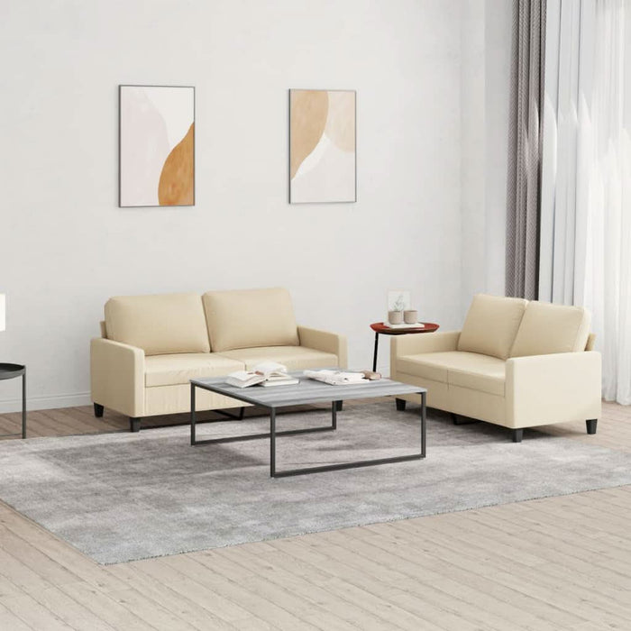 Set de canapele cu perne, 2 piese, crem, textil WALTI