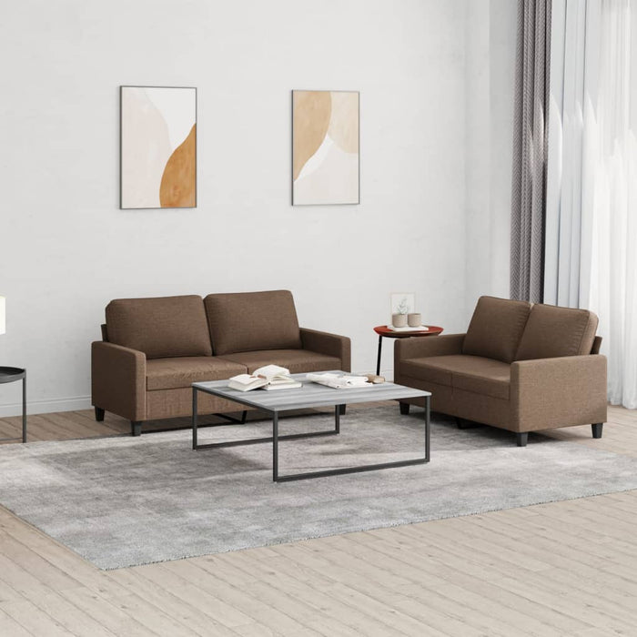 Set de canapele cu perne, 2 piese, maro, textil - WALTI WALTI