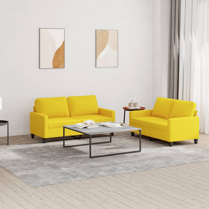 Set de canapele cu perne, 2 piese, galben deschis, textil - WALTI WALTI