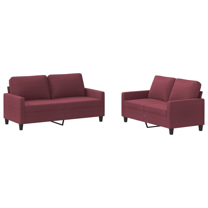 Set canapea cu perne, 2 piese, roșu vin, material textil WALTI