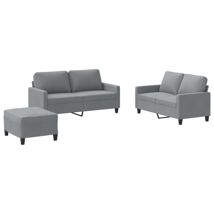 Set de canapele cu perne, 3 piese, gri deschis, textil - WALTI WALTI