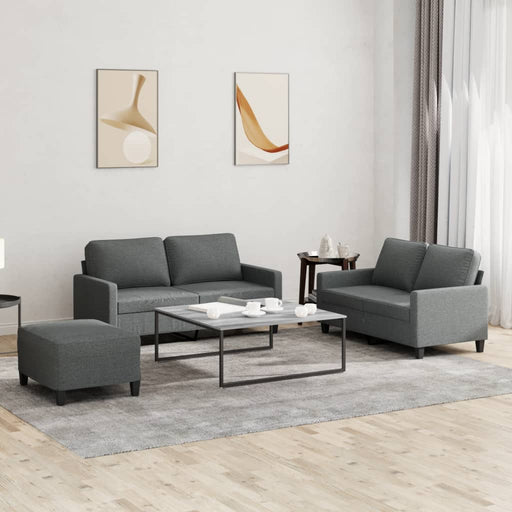 Set de canapele cu perne, 3 piese, gri închis, textil - WALTI WALTI