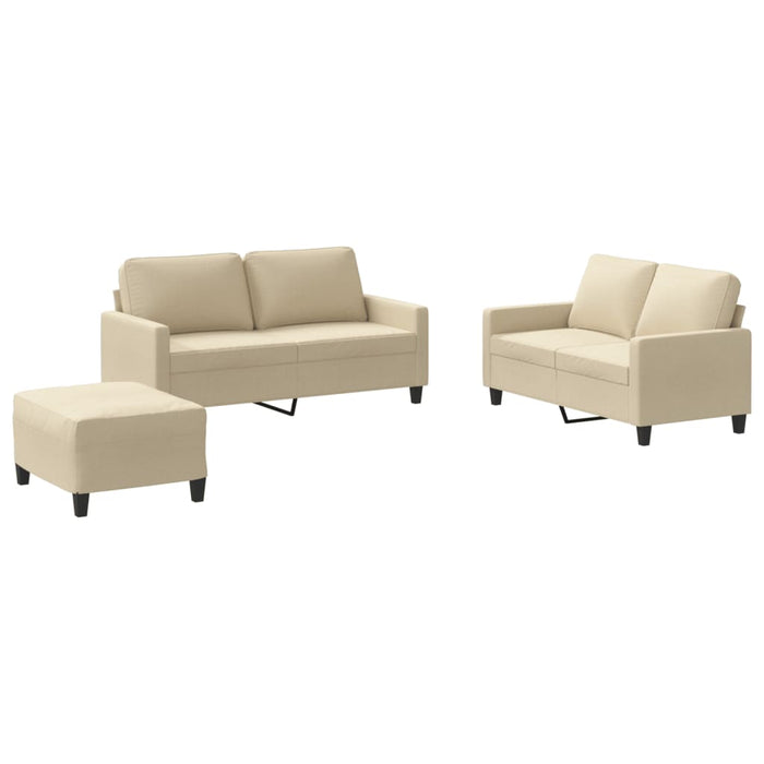 Set de canapele cu perne, 3 piese, crem, textil - WALTI WALTI