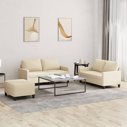 Set de canapele cu perne, 3 piese, crem, textil - WALTI WALTI