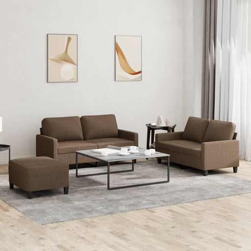 Set de canapele cu perne, 3 piese, maro, textil - WALTI WALTI
