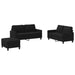 Set de canapele cu perne, 3 piese, negru, textil - WALTI WALTI