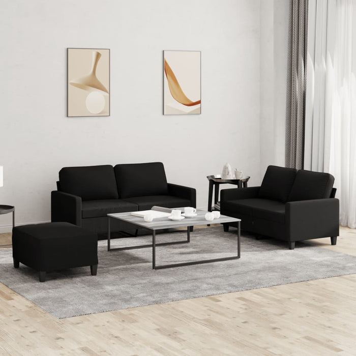 Set de canapele cu perne, 3 piese, negru, textil - WALTI WALTI