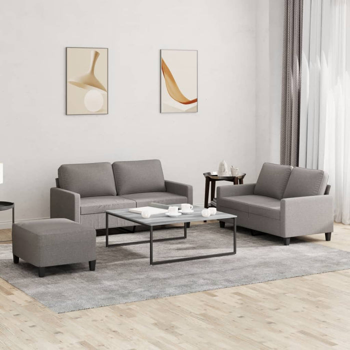 Set de canapea cu perne, 3 piese, gri taupe, material textil - WALTI WALTI