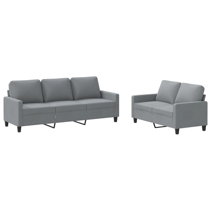 Set de canapele cu perne, 2 piese, gri deschis, textil - WALTI WALTI