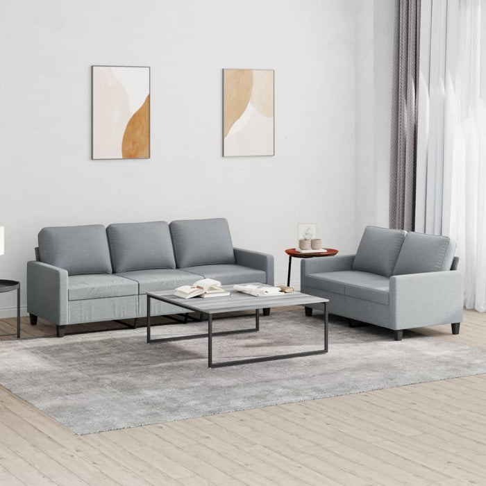 Set de canapele cu perne, 2 piese, gri deschis, textil - WALTI WALTI