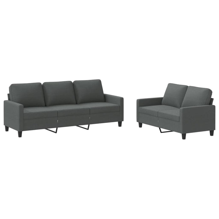Set de canapele cu perne, 2 piese, gri închis, textil - WALTI WALTI