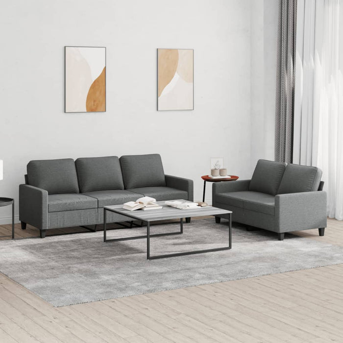 Set de canapele cu perne, 2 piese, gri închis, textil - WALTI WALTI