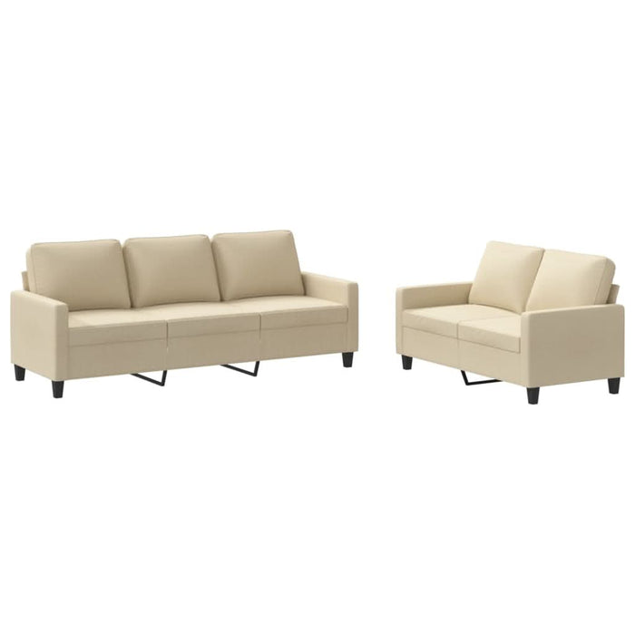 Set de canapele cu perne, 2 piese, crem, textil - WALTI WALTI