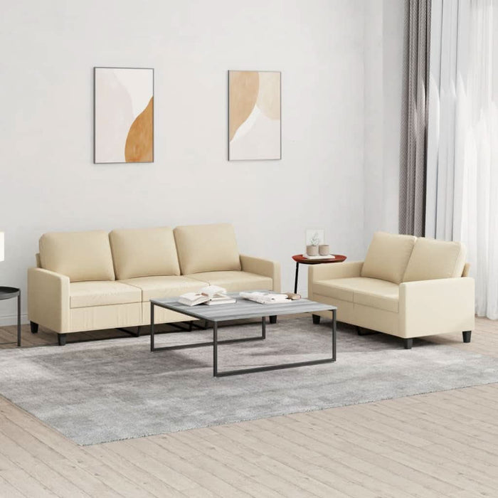 Set de canapele cu perne, 2 piese, crem, textil - WALTI WALTI