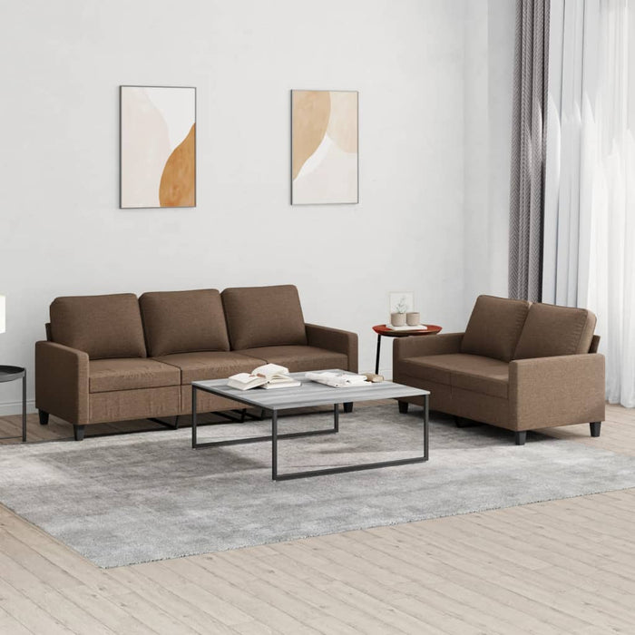 Set de canapele cu perne, 2 piese, maro, textil WALTI