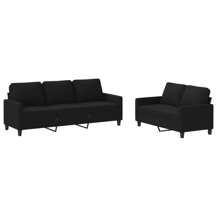 Set de canapele cu perne, 2 piese, negru, textil - WALTI WALTI