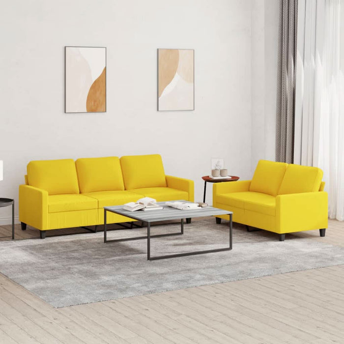 Set de canapele cu perne, 2 piese, galben deschis, textil - WALTI WALTI