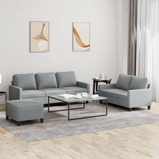 Set de canapele cu perne, 3 piese, gri deschis, textil - WALTI WALTI