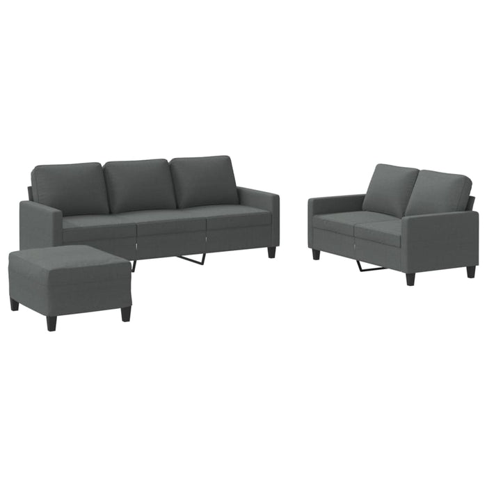 Set de canapele cu perne, 3 piese, gri închis, textil - WALTI WALTI