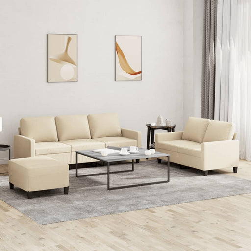 Set de canapele cu perne, 3 piese, crem, textil - WALTI WALTI