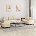 Set de canapele cu perne, 3 piese, crem, textil - WALTI WALTI