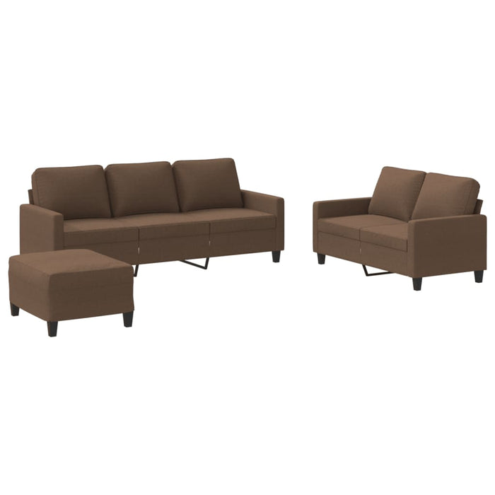 Set de canapele cu perne, 3 piese, maro, textil - WALTI WALTI