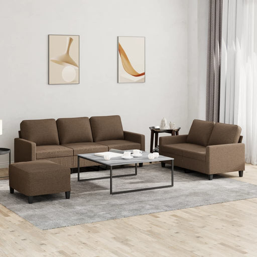 Set de canapele cu perne, 3 piese, maro, textil - WALTI WALTI