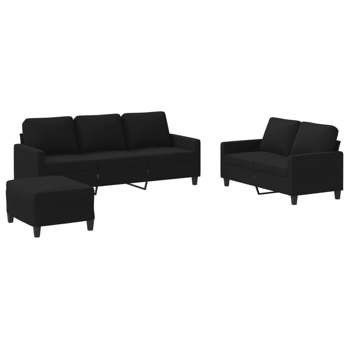 Set de canapele cu perne, 3 piese, negru, textil - WALTI WALTI