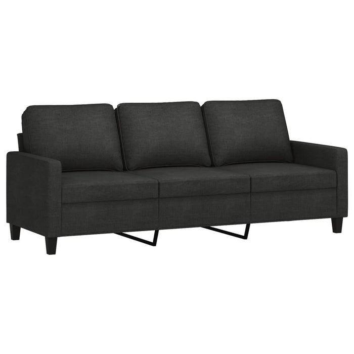 Set de canapele cu perne, 3 piese, negru, textil - WALTI WALTI
