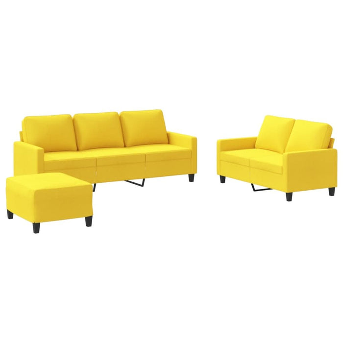 Set de canapele cu perne, 3 piese, galben deschis, textil - WALTI WALTI