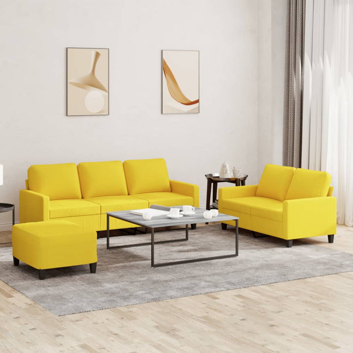 Set de canapele cu perne, 3 piese, galben deschis, textil - WALTI WALTI