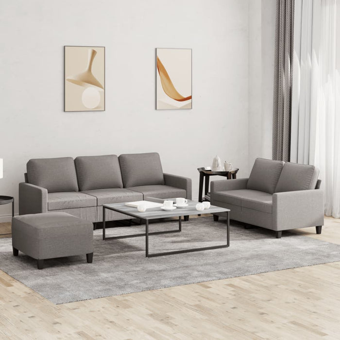 Set de canapea cu perne, 3 piese, gri taupe, material textil - WALTI WALTI
