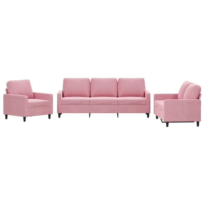 Set de canapele cu perne, 3 piese, roz, catifea - WALTI WALTI