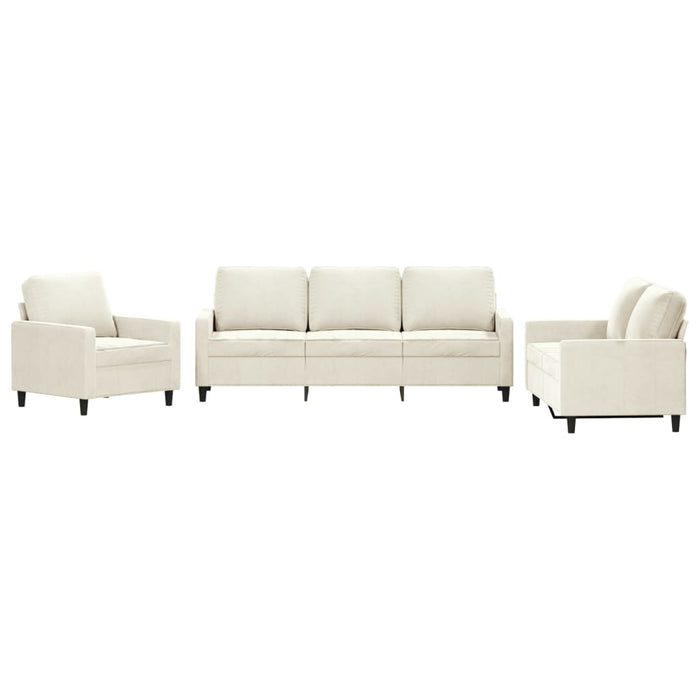 Set de canapele cu perne, 3 piese, crem, catifea - WALTI WALTI