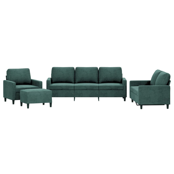 Set de canapele cu perne, 4 piese, verde închis, catifea - WALTI WALTI