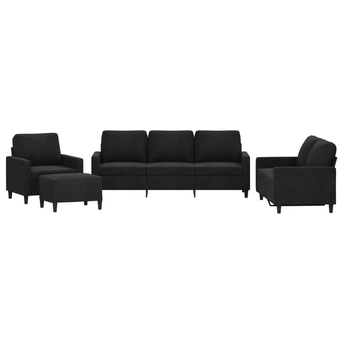 Set de canapele cu perne, 4 piese, negru, catifea - WALTI WALTI