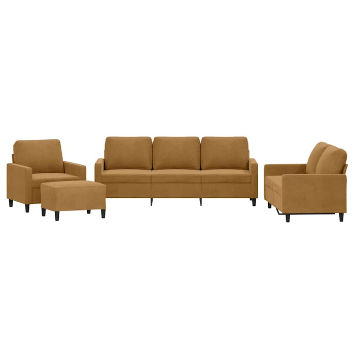 Set de canapele cu perne, 4 piese, maro, catifea - WALTI WALTI
