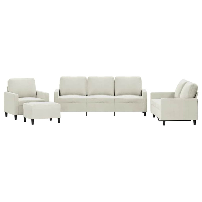 Set de canapele cu perne, 4 piese, crem, catifea - WALTI WALTI