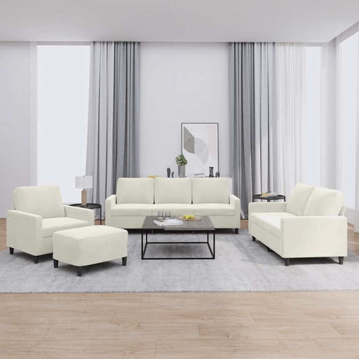 Set de canapele cu perne, 4 piese, crem, catifea - WALTI WALTI