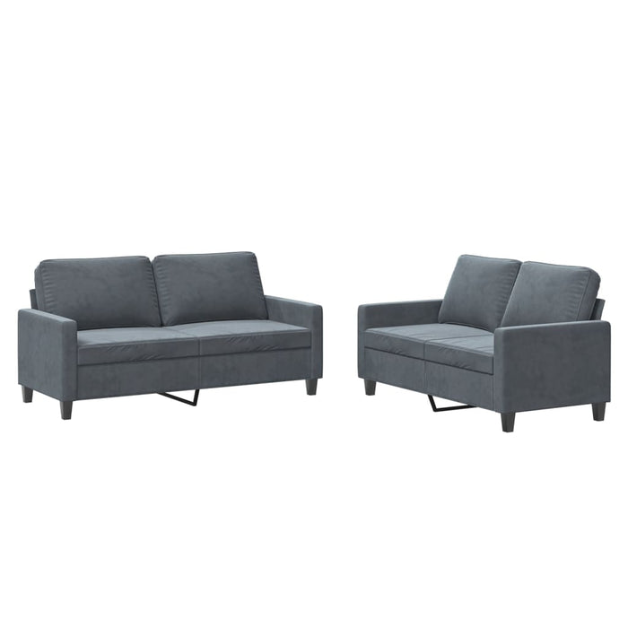 Set de canapele cu perne, 2 piese, gri închis, catifea - WALTI WALTI