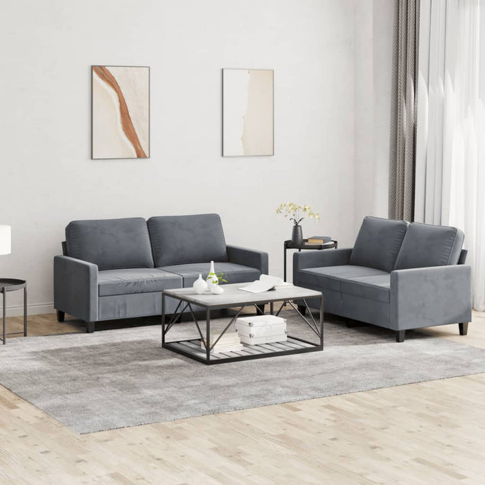 Set de canapele cu perne, 2 piese, gri închis, catifea - WALTI WALTI