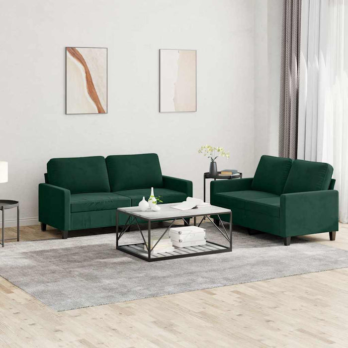 Set de canapele cu perne, 2 piese, verde închis, catifea - WALTI WALTI