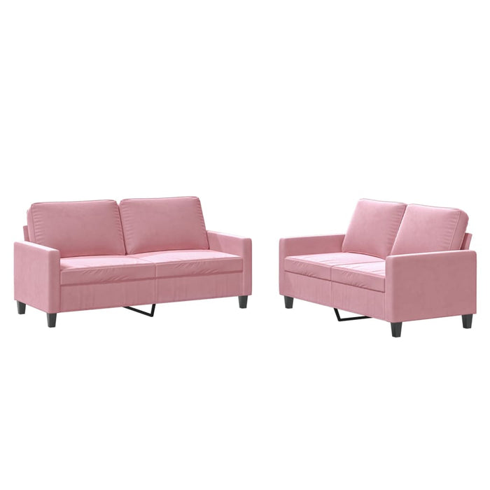 Set de canapele cu perne, 2 piese, roz, catifea - WALTI WALTI