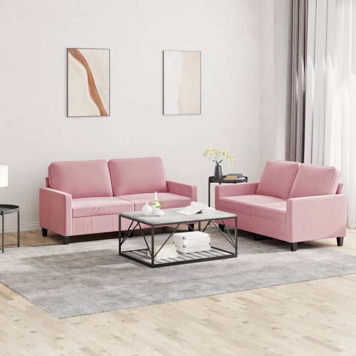 Set de canapele cu perne, 2 piese, roz, catifea - WALTI WALTI