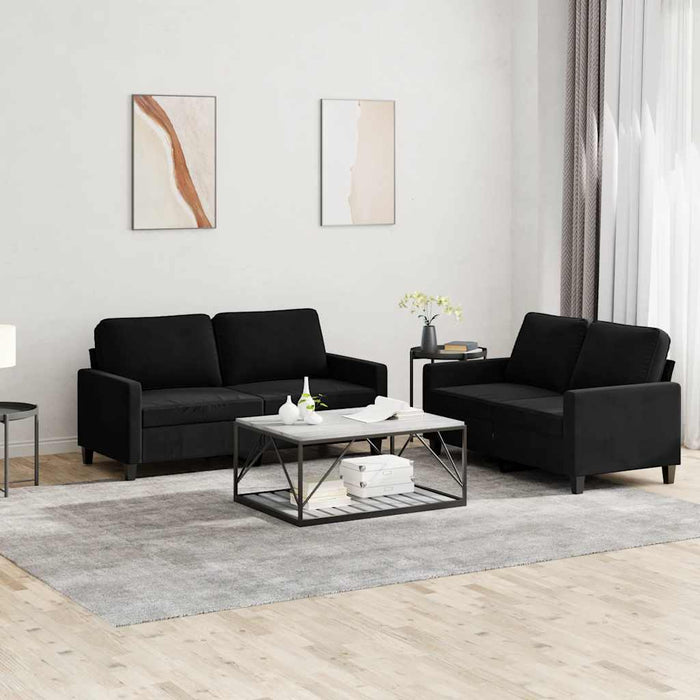 Set de canapele cu perne, 2 piese, negru, catifea - WALTI WALTI